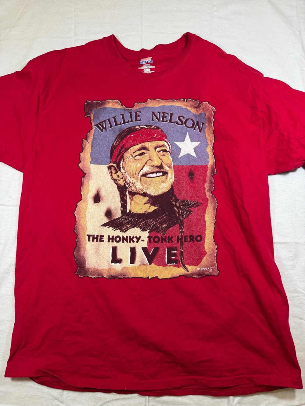 Willie Nelson Hanes Beefy-T Crewneck T-Shirt reprint XL